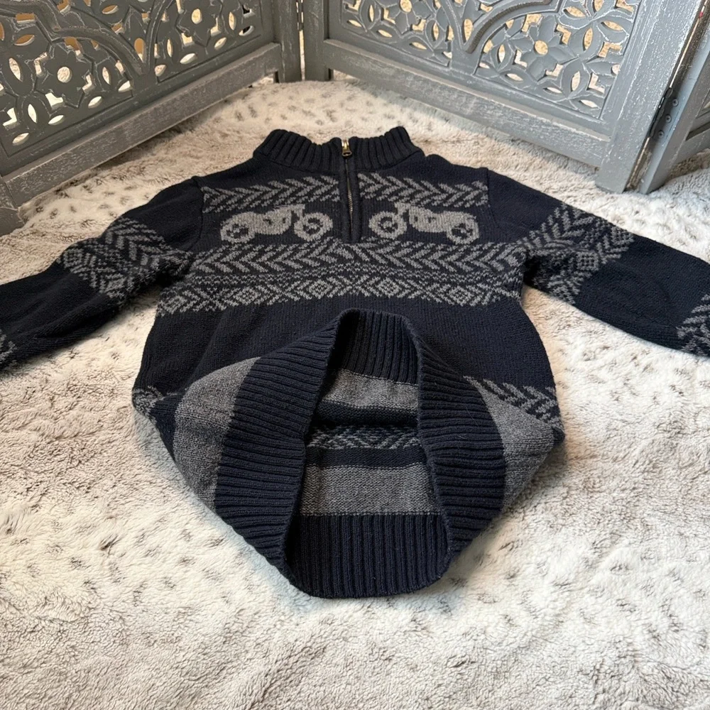 GAP Kids mock neck half zip sweater boys small motorcycle biker Kidcore winter